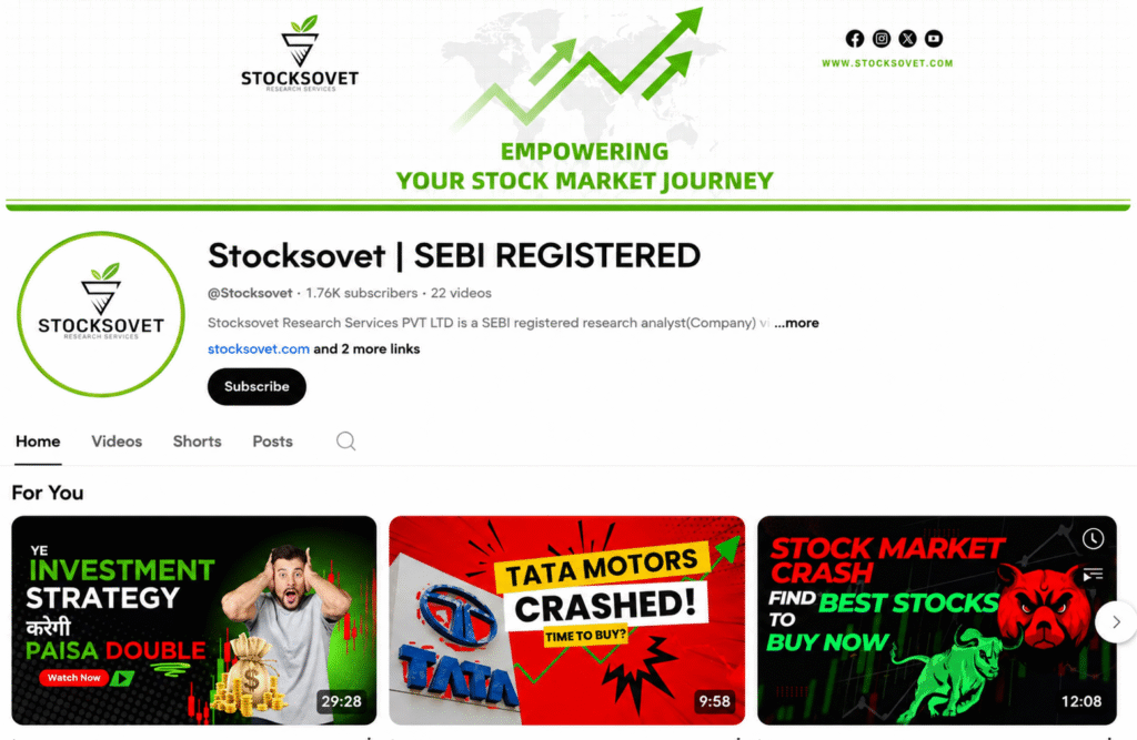 Stock Sovet Youtube Growth